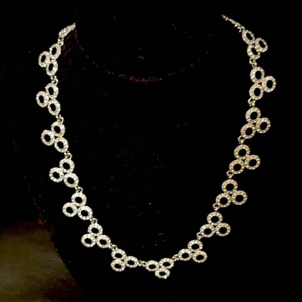 Kate Spade Delicate Dots Sparkling Crystal Pave Circles Silver tone Necklace